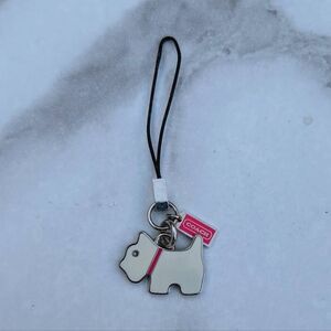 Rare AF Coach Scottie Dog White and Pink Metal Cell Phone Charm